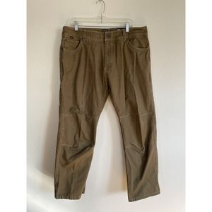 KUHL RYDR Vintage Patina Dye Euro Twill Pants Men's 38x30 Olive Green Brown
